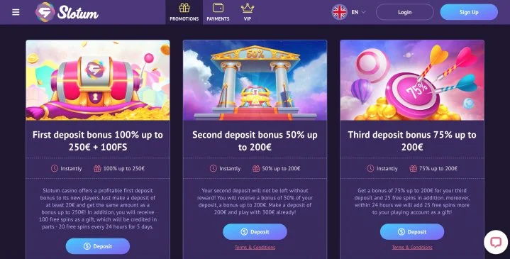Slotum Casino Willkommensbonus
